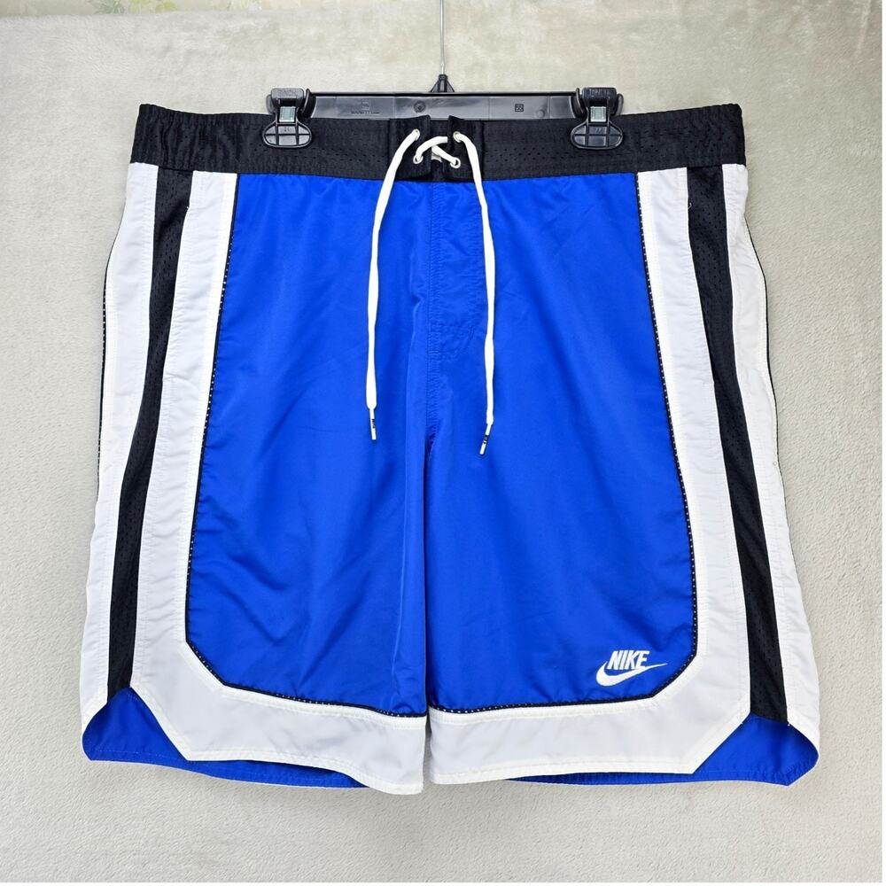 Vintage Nike Swim Trunks Mens XXL 40 Blue Lined Y2K Gray Tag Board Shorts